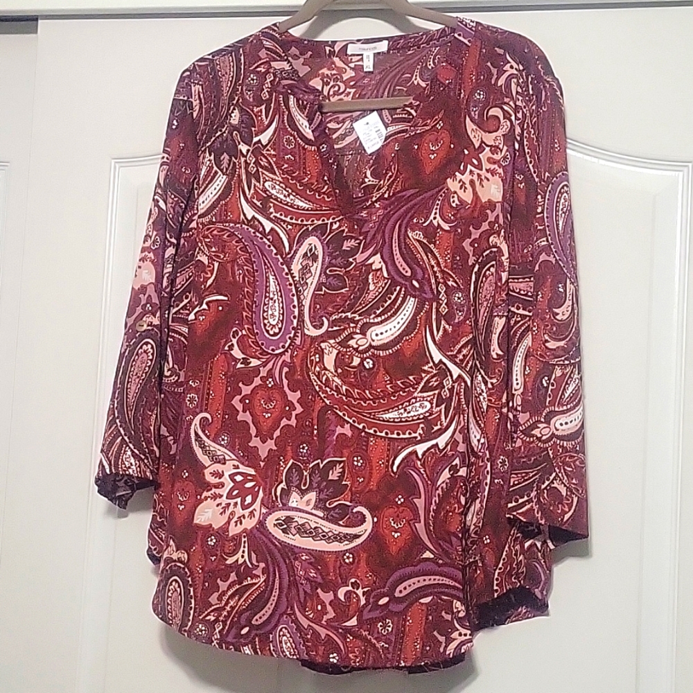 NWT Maurices Paisley 3/4 Sleeve Top